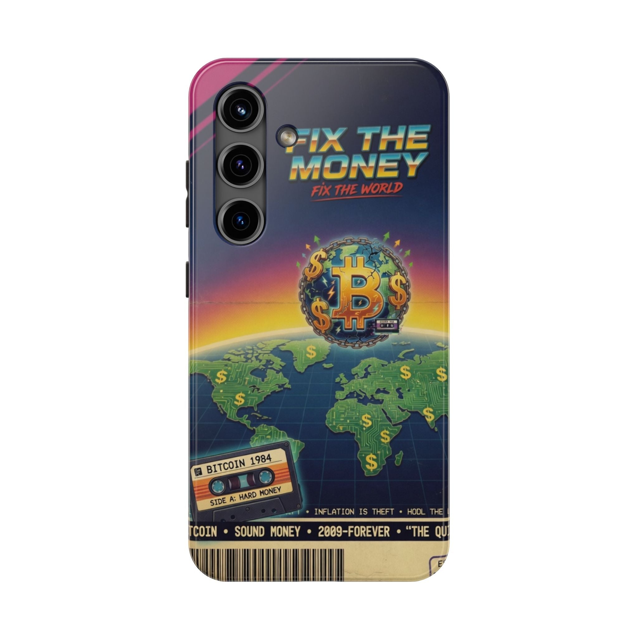 Retro Bitcoin Phone Case — "Fix the Money, Fix the World"