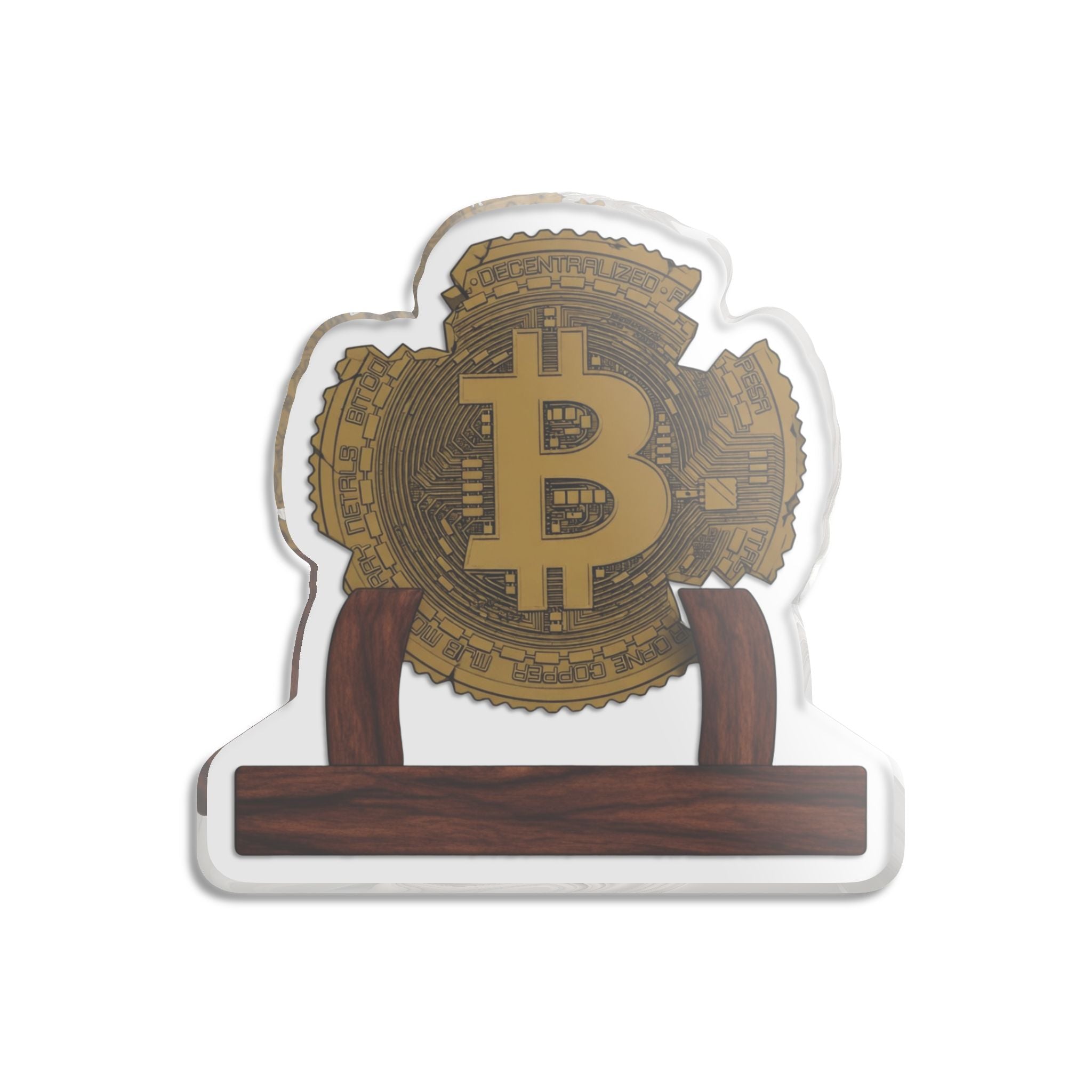 Bitcoin Acrylic Statue — Aged Decentralization Collectible