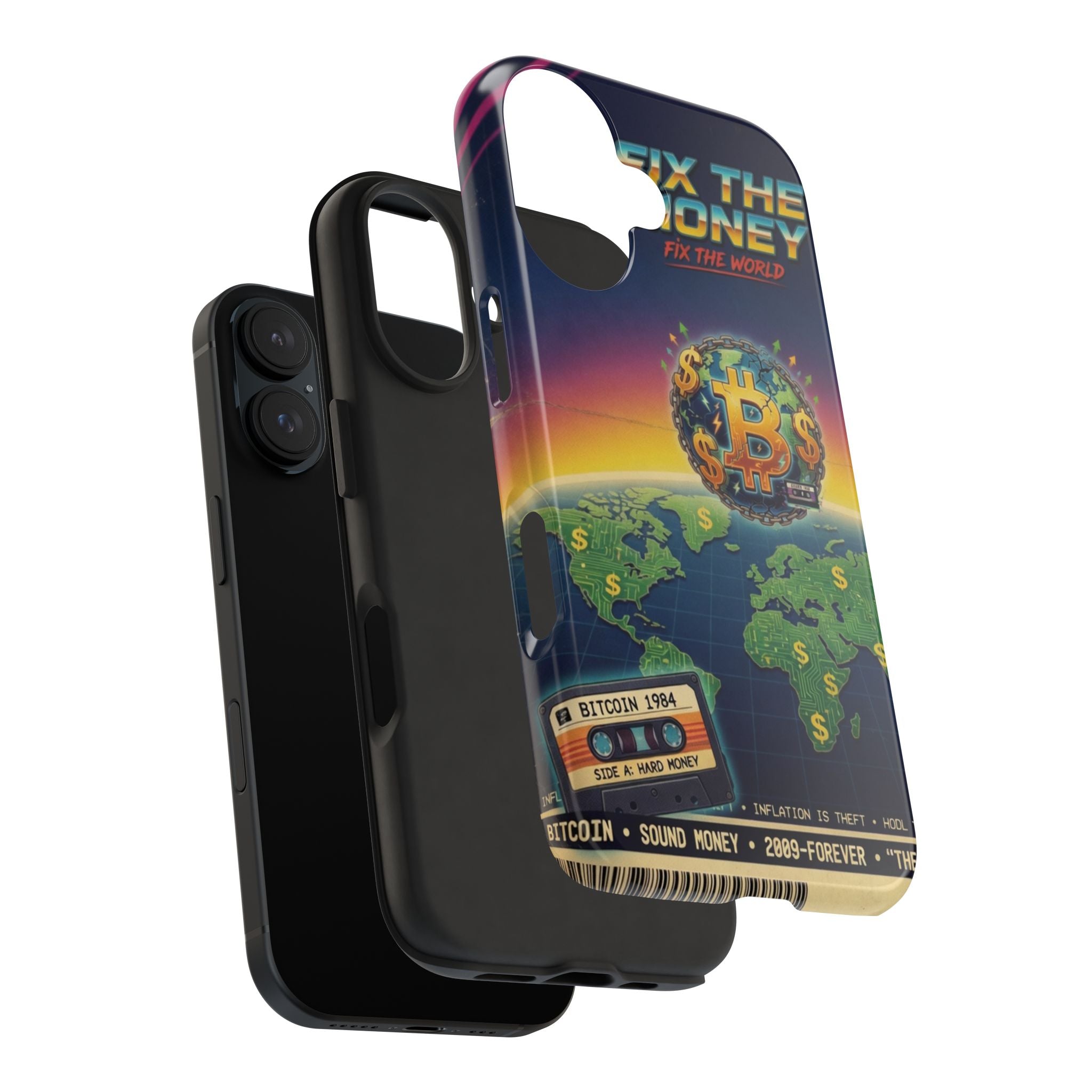 Retro Bitcoin Phone Case — "Fix the Money, Fix the World"
