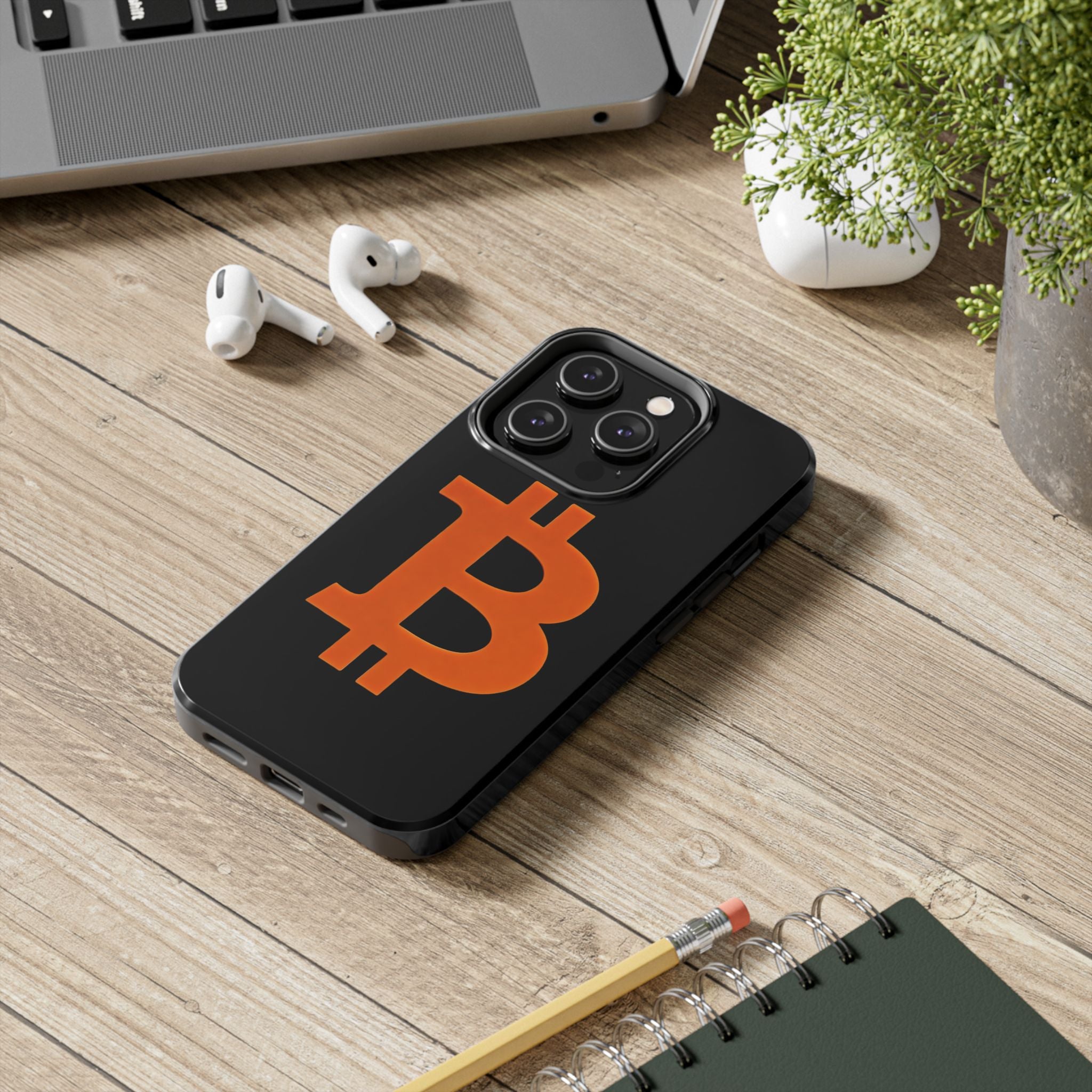 Bitcoin Orange Logo Black Phone Case