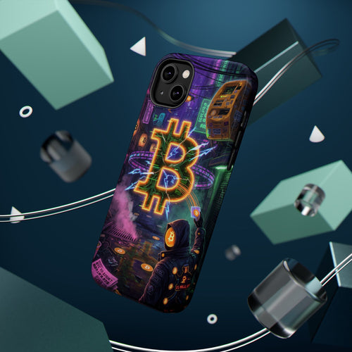 Bitcoin Cyberpunk Phone Case (Breaking Free in the Rain) — Magnetic Impact-Resistant