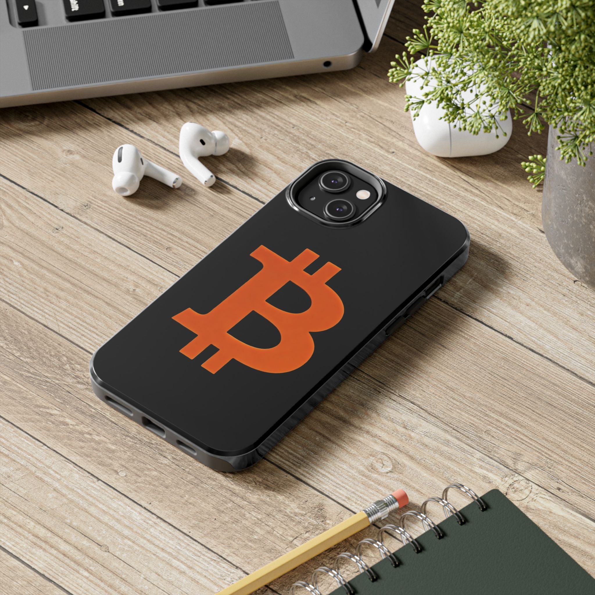 Bitcoin Orange Logo Black Phone Case