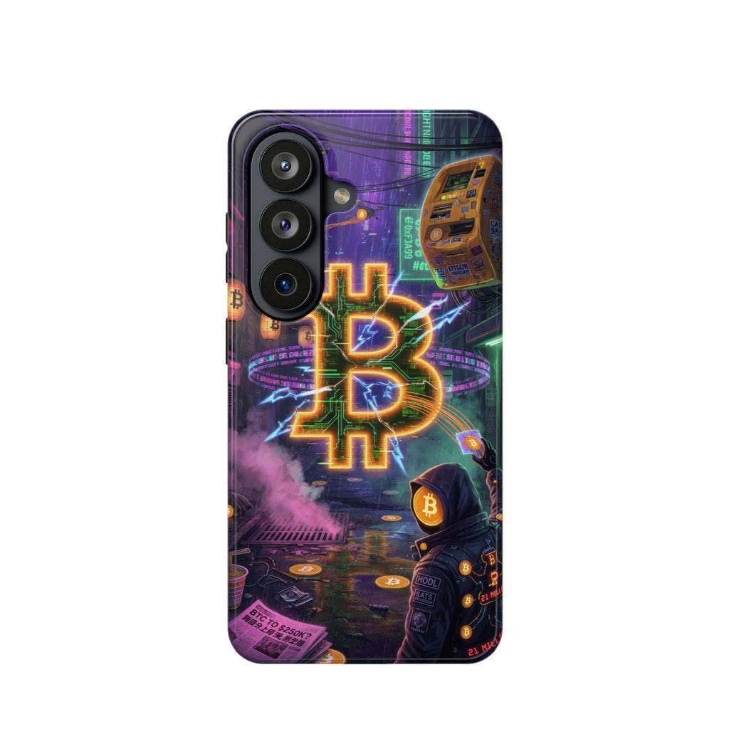 Bitcoin Cyberpunk Phone Case (Breaking Free in the Rain) — Magnetic Impact-Resistant