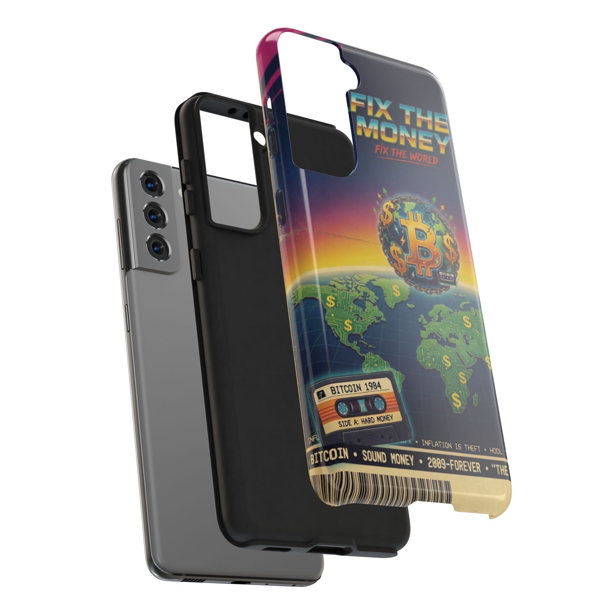 Retro Bitcoin Phone Case — "Fix the Money, Fix the World"