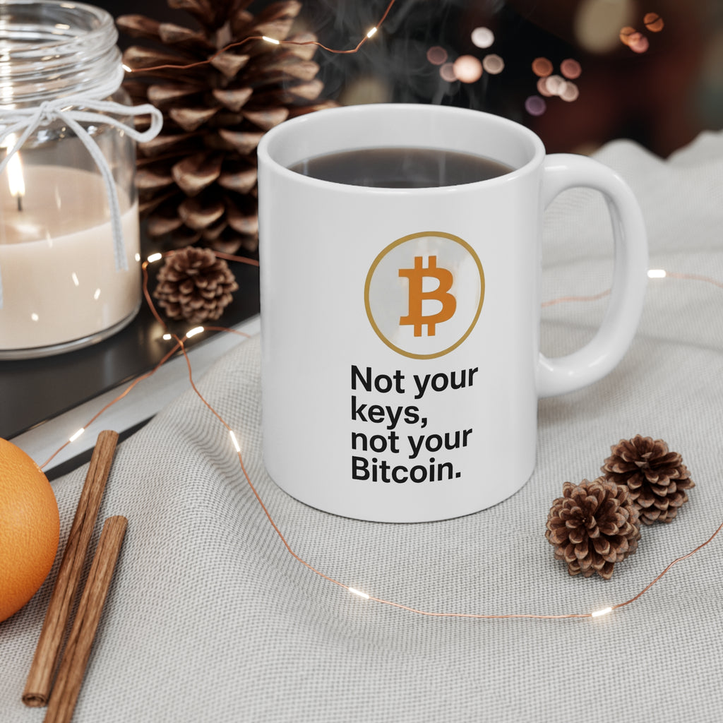 Bitcoin Mug — "Not Your Keys, Not Your Bitcoin" 11oz
