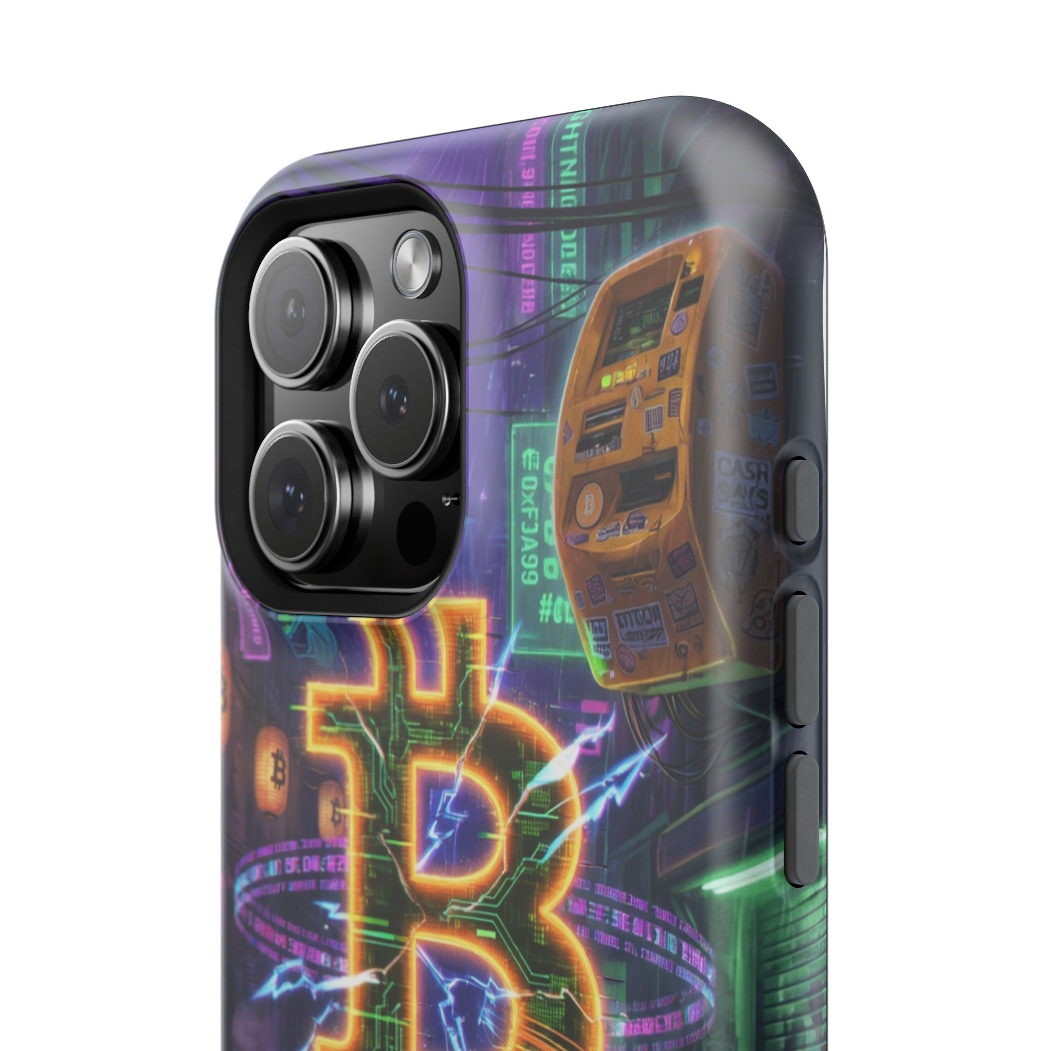 Bitcoin Cyberpunk Phone Case (Breaking Free in the Rain) — Magnetic Impact-Resistant