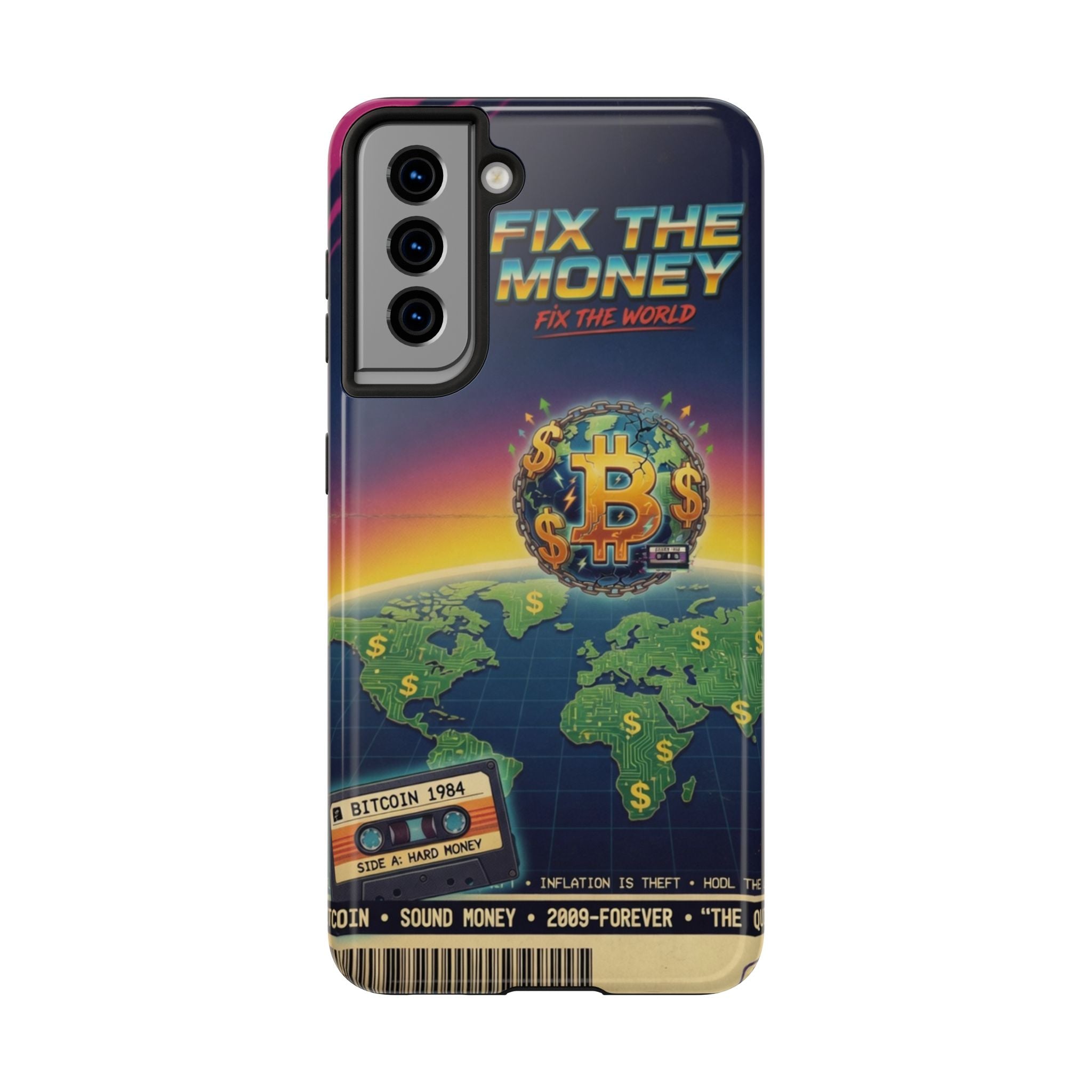 Retro Bitcoin Phone Case — "Fix the Money, Fix the World"