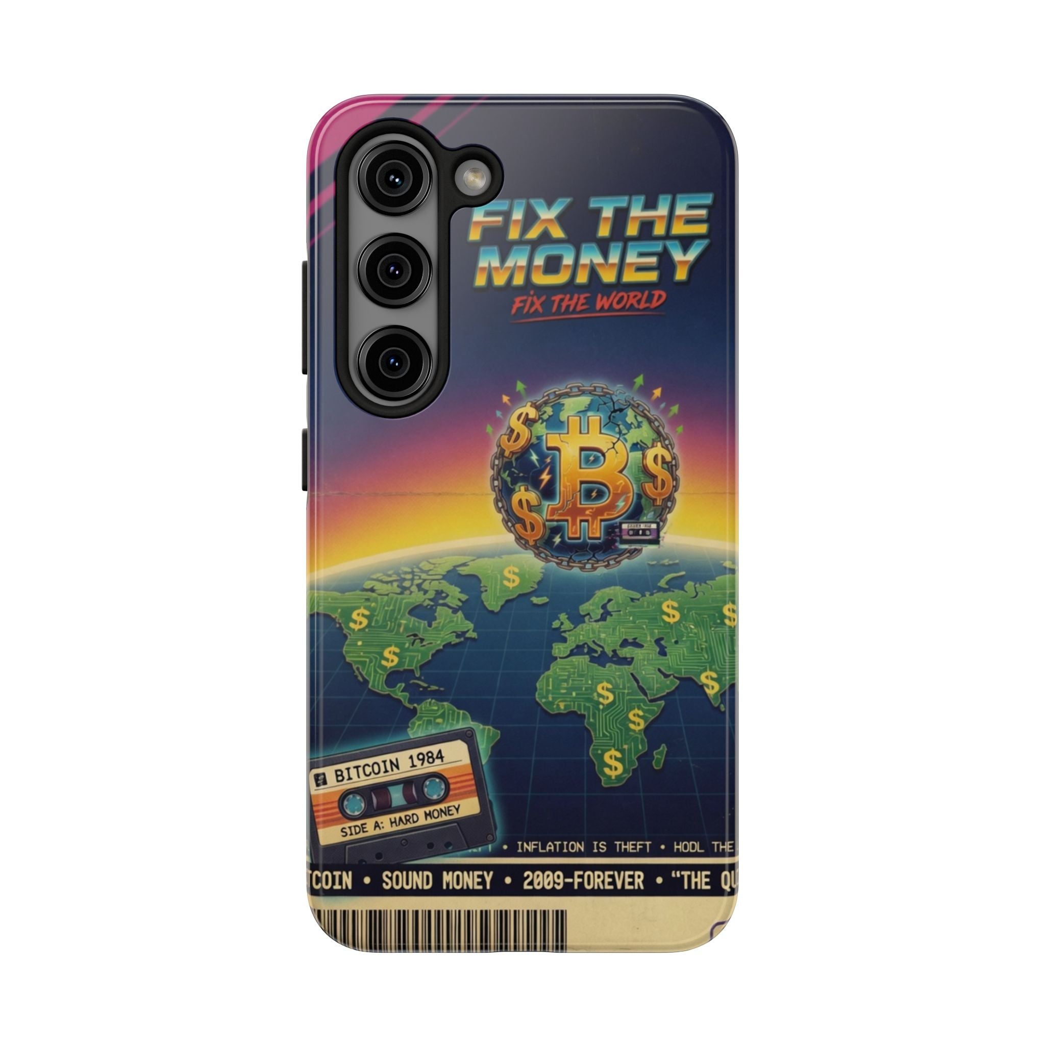 Retro Bitcoin Phone Case — "Fix the Money, Fix the World"