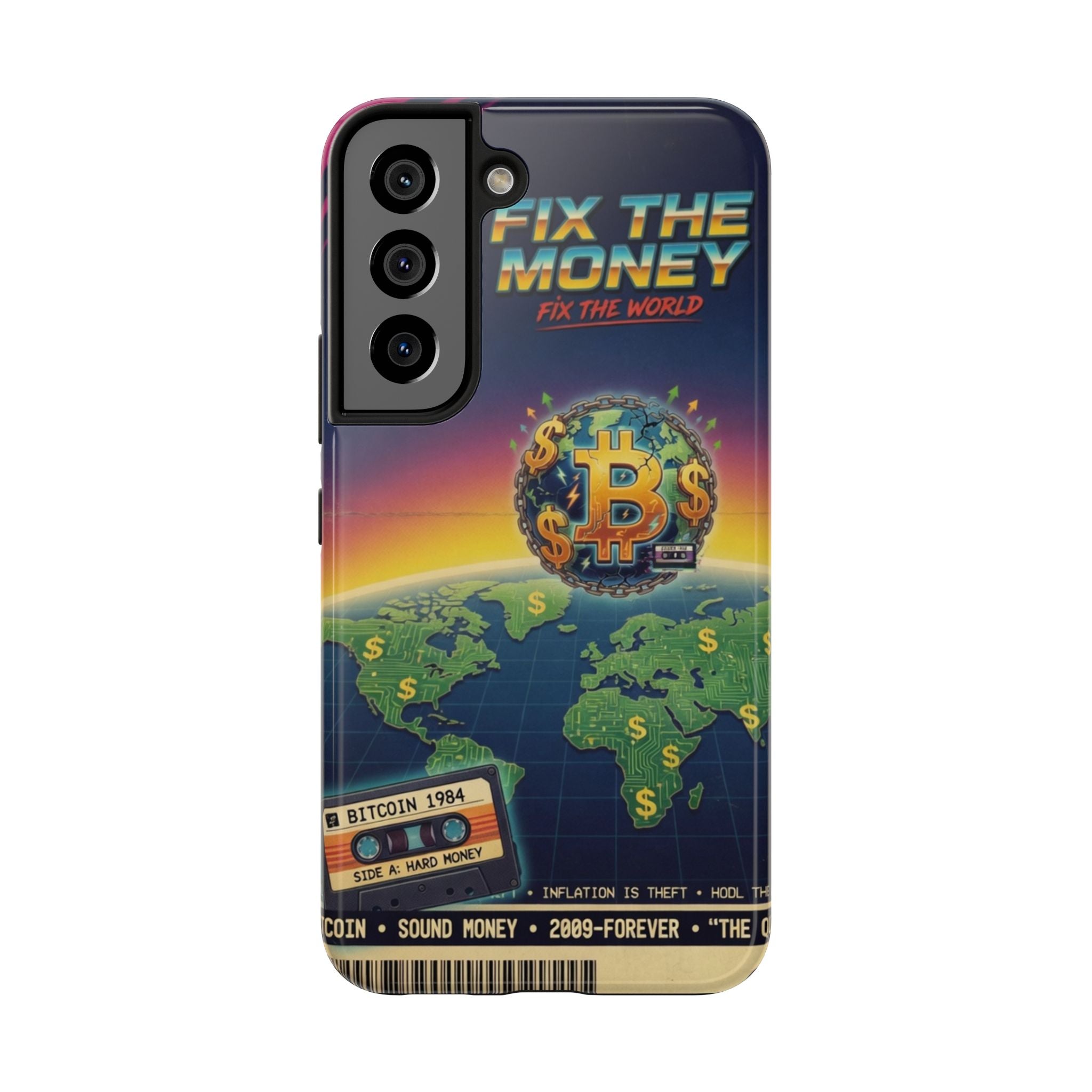 Retro Bitcoin Phone Case — "Fix the Money, Fix the World"